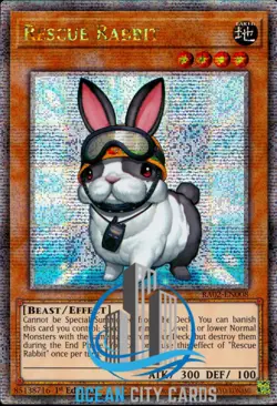 Yugioh RA02-EN008 Rescue Rabbit Quarter Century Secret Rare 1st Ed - Image 1
