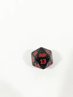 MTG d20 Spindown 20-sided Life Counter die dice Wilds of Eldraine Black & Red - Image 1