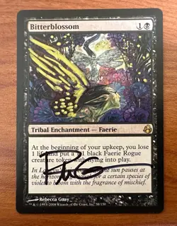 MTG Bitterblossom rare signed and altered by artist morningtide - Image 1