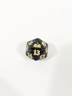 MTG d20 Spindown 20-sided Life Counter die dice Wilds of Eldraine Black & Yellow - Image 1