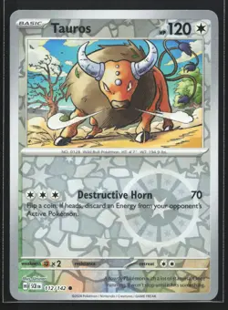 Pokemon Tauros 112/142 Stellar Crown Reverse Holo NM - Image 1