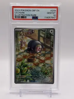 2023 POKEMON OBF EN-OBSIDIAN FLAMES ILLUSTRATION RARE #209 LECHONK PSA 10 - Image 1