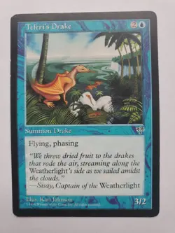 MTG Magic The Gathering Card Teferi's Drake Summon Drake Blue Mirage 1996 - Image 1