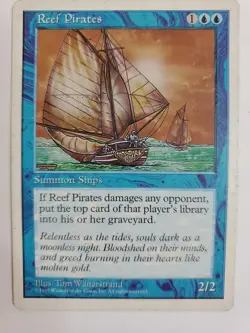 MTG Magic The Gathering Card Reef PiratesSummon Ships Blue 1997 - Image 1