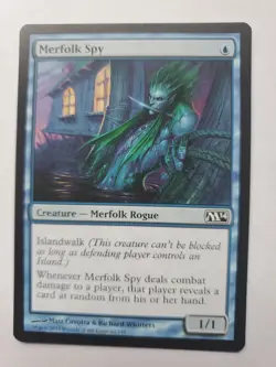MTG Magic The Gathering Card Merfolk Spy Creature Merfolk Rogue Blue M14 - Image 1