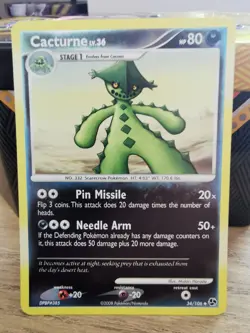 Pokemon Cacturne Card 34/106 Diamond Pearl Great Encounters Reverse Holo NM - Image 1