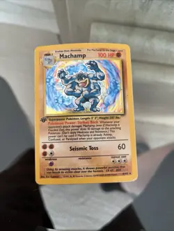 Pokemon Card Machamp 8/102 1st Edition Base Set Holo Foil MP-/HP+ - Image 1