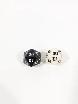Lot of 2 MTG d20 Spindown 20-side Life Counter die NO Set Symbol Black & White - Image 1