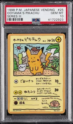1998 POKEMON JPN VENDING SER III #25 OOYAMA'S PIKACHU PSA 10 - Image 1