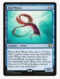 Reef Worm #16 Commander Rare Magic Card in a Protective Sleeve - Image 1