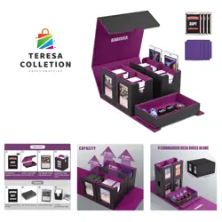 Modern Card Deck Box with Removable Case & 4 Magnetic Holders - 5 Compartment - Image 1