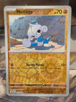 Pokemon TCG Meditite NM Reverse Holo 099/182 Destined Rivals Card Scarlet Violet - Image 1