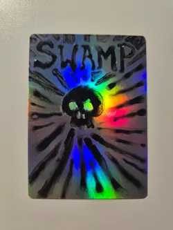 Hand Painted MTG Magic the Gathering Altered Foil Swamp - Image 1