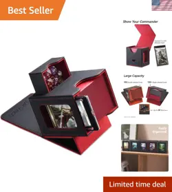 Patented MTG Commander Deck Holder with Dice Tray & 35pt Card Brick - Black/Red - Image 1