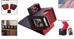 Patented MTG Commander Deck Holder with Dice Tray & 35pt Card Brick - Black/Red - Image 2