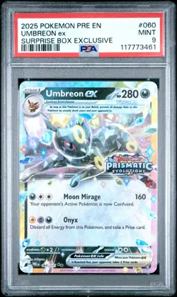 2025 POKEMON PRE EN-PRISMATIC EVOLUTIONS SURPRISE BOX EXCLUSIVE UMBREON EX PSA 9 - Image 1