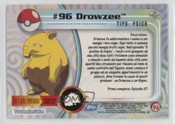Drowzee Italian Silver Foil Topps Pokemon TV Animation Edition Series 2 #96 04qn - Image 2
