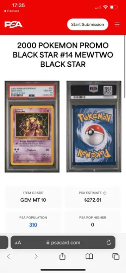 2000 Pokemon Promo Black Star #14 Mewtwo - PSA 10 Gem Mint (POP 310) - Image 5