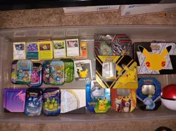 Pokemon Cards TCG Tins with Bulk Cards and Holos (Make And Offer) - Image 1