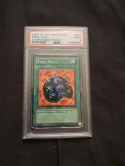 YUGIOH TP1-007 STEEL SHELL TOURNAMENT PACK 1 RARE MAGIC CARD PSA 9 MINT #* - Image 1