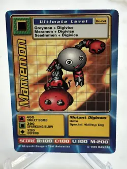 1999 Bandai Digimon Digi Battle #bo-64 Mamemon card - Image 1