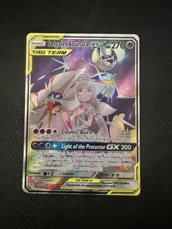 Solgaleo & Lunala GX Tag Team Full Art Holo Card 216/236 SM-Cosmic Eclipse NM! - Image 1