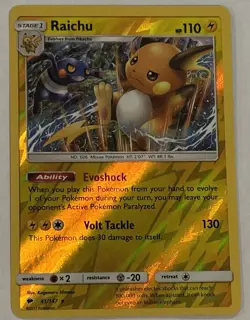 Pokemon TCG Raichu 41/147 Burning Shadows Holo Rare Card | NEAR MINT. RARE. - Image 1