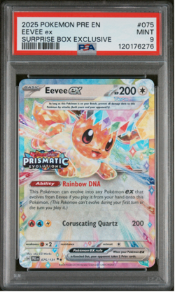 2025 POKEMON PRE EN-PRISMATIC EVOLUTIONS SURPRISE BOX EXCLUSIVE EEVEE EX PSA 9 - Image 1