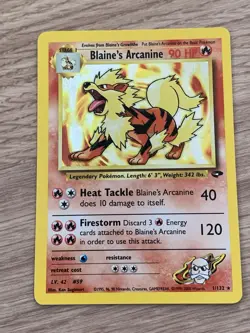 Pokemon TCG Card Blaine's Arcanine 1/132 Gym Challenge Holo Rare Vintage WOTC - Image 2
