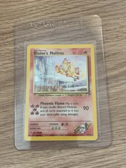Blaine’s Moltres Rare Holo Gym Heroes 1/132 Pokemon Card WOTC Vintage - Image 1