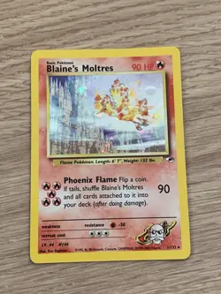 Blaine’s Moltres Rare Holo Gym Heroes 1/132 Pokemon Card WOTC Vintage - Image 2
