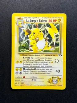 Lt. Surge's Raichu 11/132 Pokemon Card Gym Challenge Holo Base Set TCG HP - Image 1