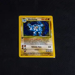 Vintage Pokemon Base Set - Machamp 1st Edition Holo Rare - Near Mint - Image 1