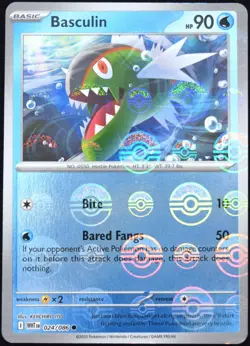 Pokemon TCG Basculin 024/086 White Flare Poke Ball Reverse Holo Common Card - NM - Image 1