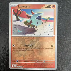 2025 Pokemon TCG Larvesta 015 S&V Black Bolt Reverse Holo Card NM+ - Image 1