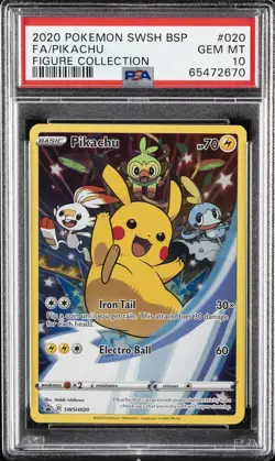 2020 POKEMON SWSH BLACK STAR PROMO FIGURE COLL #020 FULL ART/PIKACHU PSA 10 - Image 1