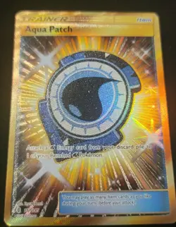 Pokemon TCG Aqua Patch Gold Secret Rare 161/145, Guardians Rising MP - Image 1