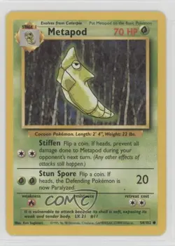 Metapod Pokemon Base Set #54 1999 12hh - Image 1