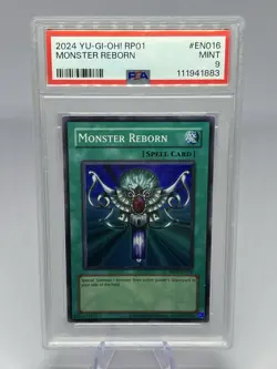 2024 Yugioh Monster Reborn Super Rare RP01-EN016 Retro Pack Reprint PSA 9 MINT - Image 1