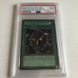 2003 Yugioh Mask of the Accursed LON-019 1st Edition Super Rare PSA 9 MINT - Image 1