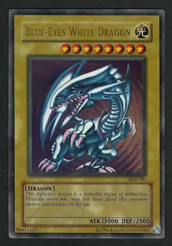 2002 Yugioh Yu-Gi-Oh Card Blue Eyes White Dragon SDK-001 ULTRA RARE LP - Image 1