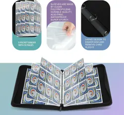 9 Pockets with Sleeves Card Organizer, 900 Double Sided Pocket PU Card Collec... - Image 3