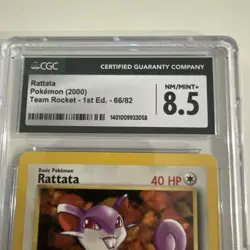 CGC 8.5 MINT Rattata Team Rocket 1st Edition 66/82 Pokemon Card - Image 3