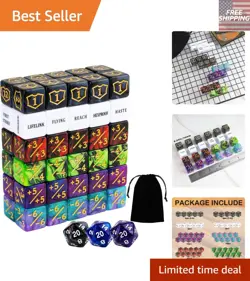 63-Piece MTG Dice Counter Set with Velvet Bag - Perfect for Magic The Gathering - Image 1