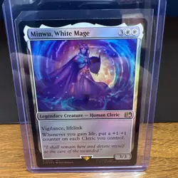 MTG Magic The Gathering Minwu, White Mage Foil FIN Rare Final Fantasy Commander - Image 1