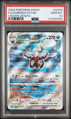 2023 POKEMON SWORD & SHIELD CROWN ZENITH #GG50 FULL ART/DARKRAI VSTAR PSA 10 - Image 1