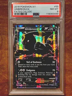 Pokémon Umbreon-EX TCG Fates Collide Holo Rare Card 55/124 Psa 8 - Image 1