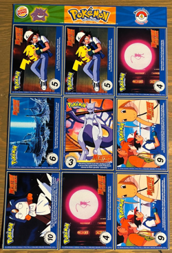 POKEMON MEW TWO STRIKES BACK BURGER KING CARD SHEET 1999 NM - Image 1