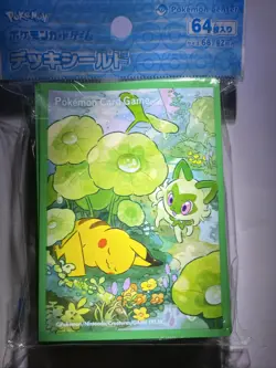 Japanese Pokemon Center Pikachu & Sprigatito Card Sleeve 64 Ct. - Image 1