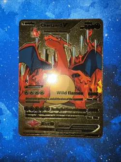 Pokemon Charizard V Wild Flames 508HP Gold Foil Display Card W/Soft & Hard Sleev - Image 1